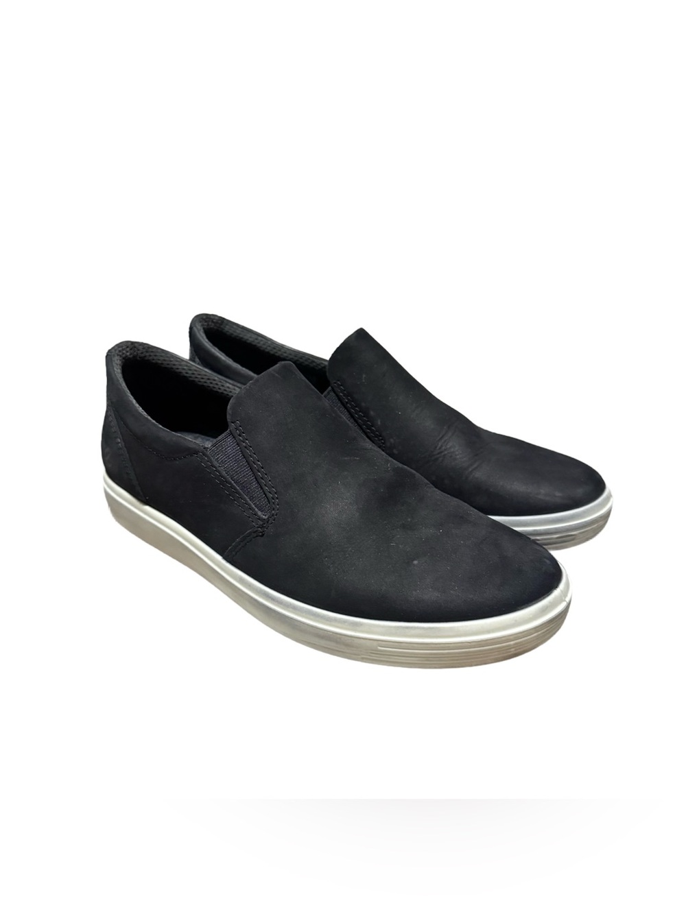 ECCO Soft Shoes Women's 7 Black Suede Comfort Slip On Sneaker Travel Casual